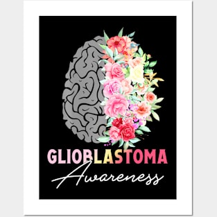 Glioblastoma Awareness Brain Cancer  Gray Posters and Art